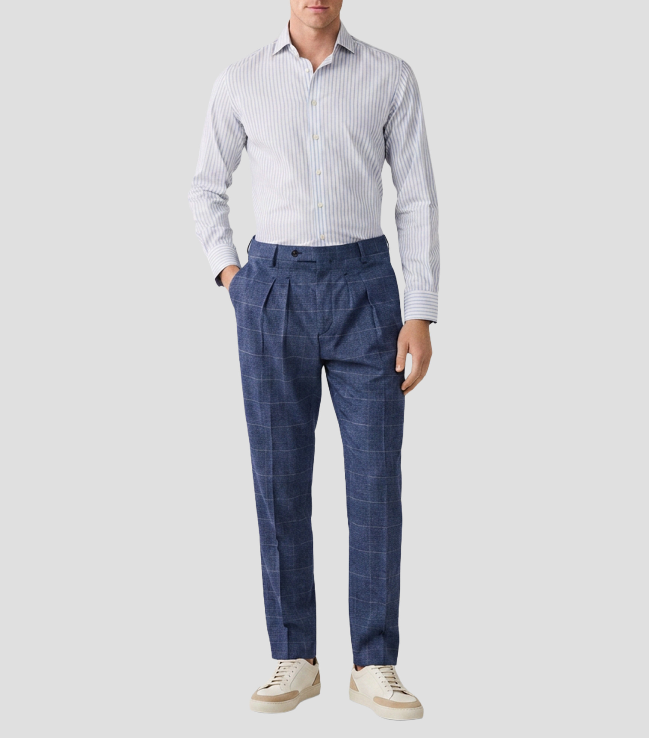 Camisa con rayas manga larga Hombre